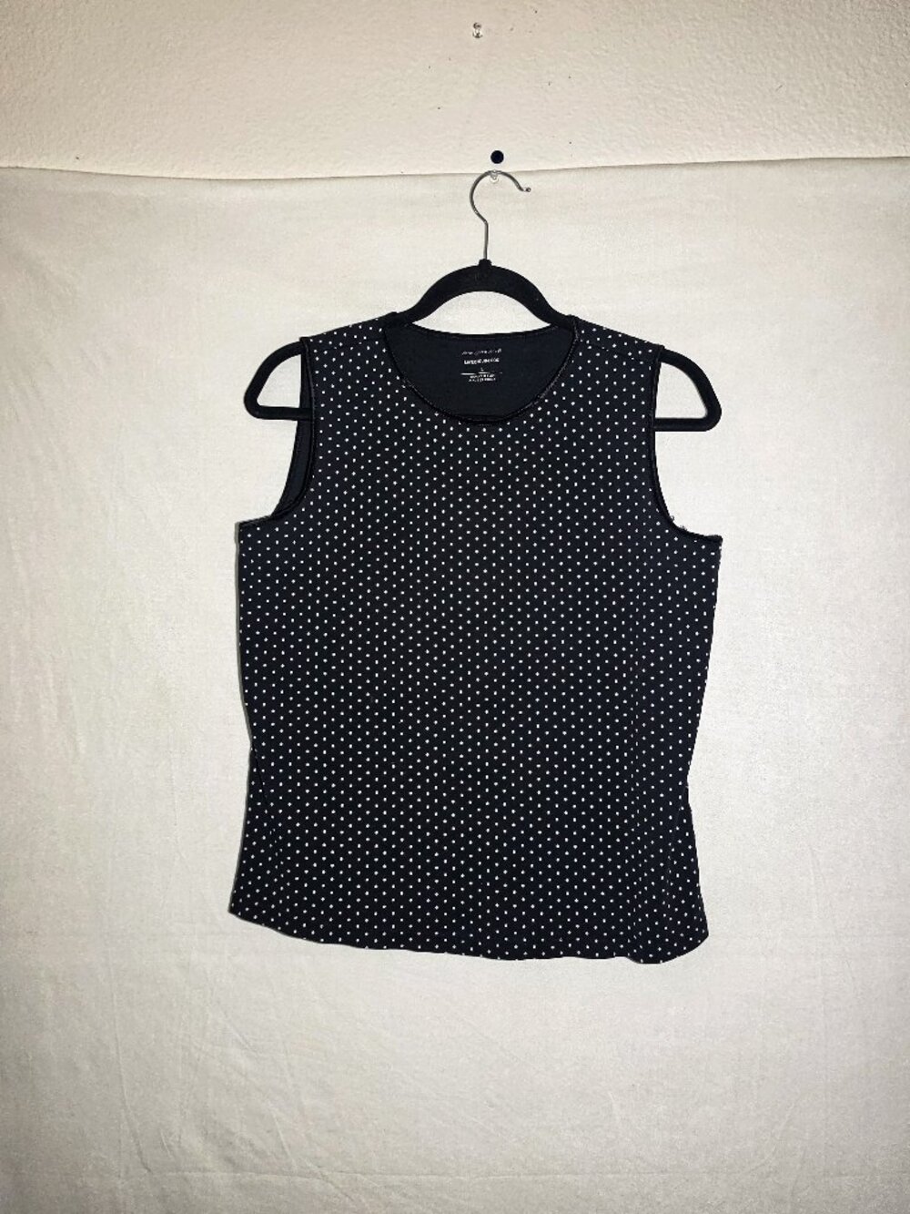Christopher & Banks Navy Polka Dot Sleeveless Cotton Shell Top Tank Womens Large